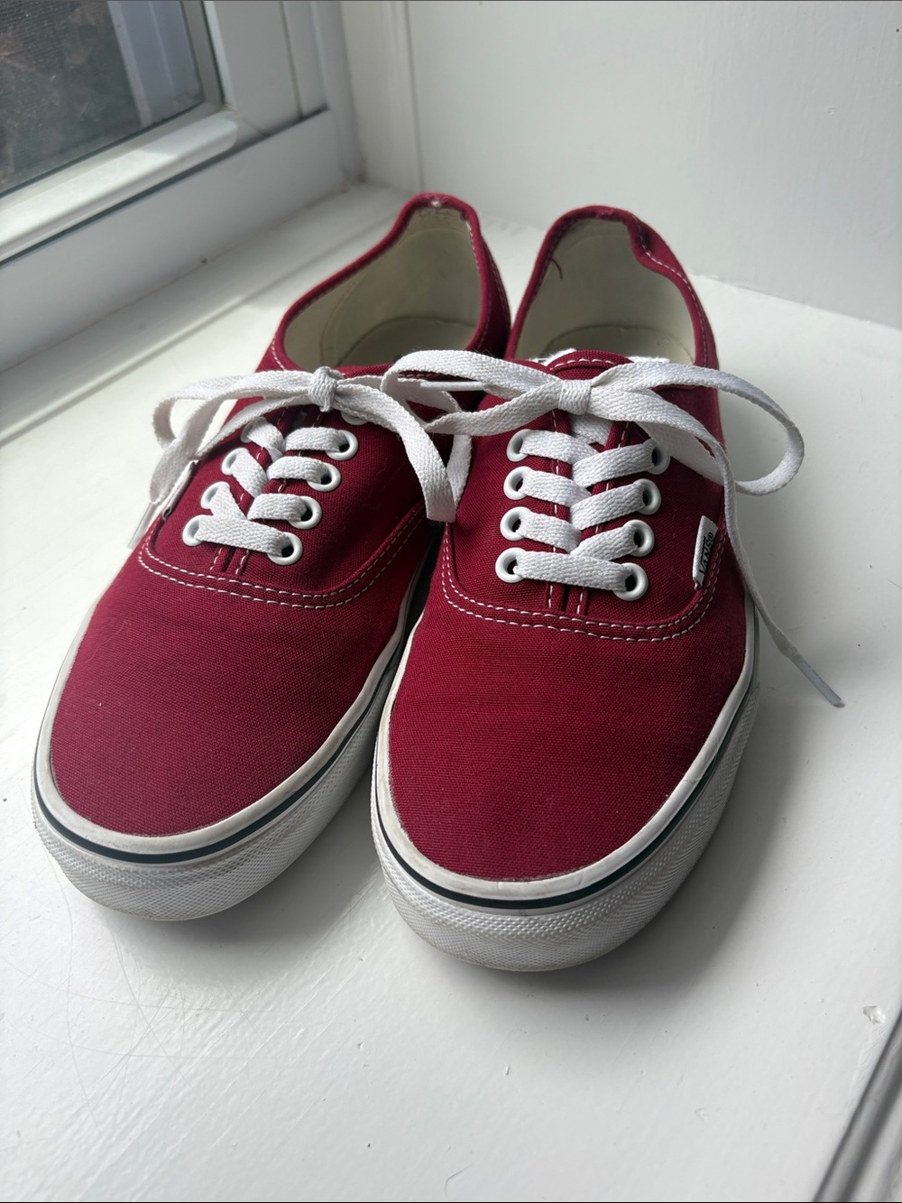 Vans Low Top Canvas Sneakers in Deep Red with White Accents